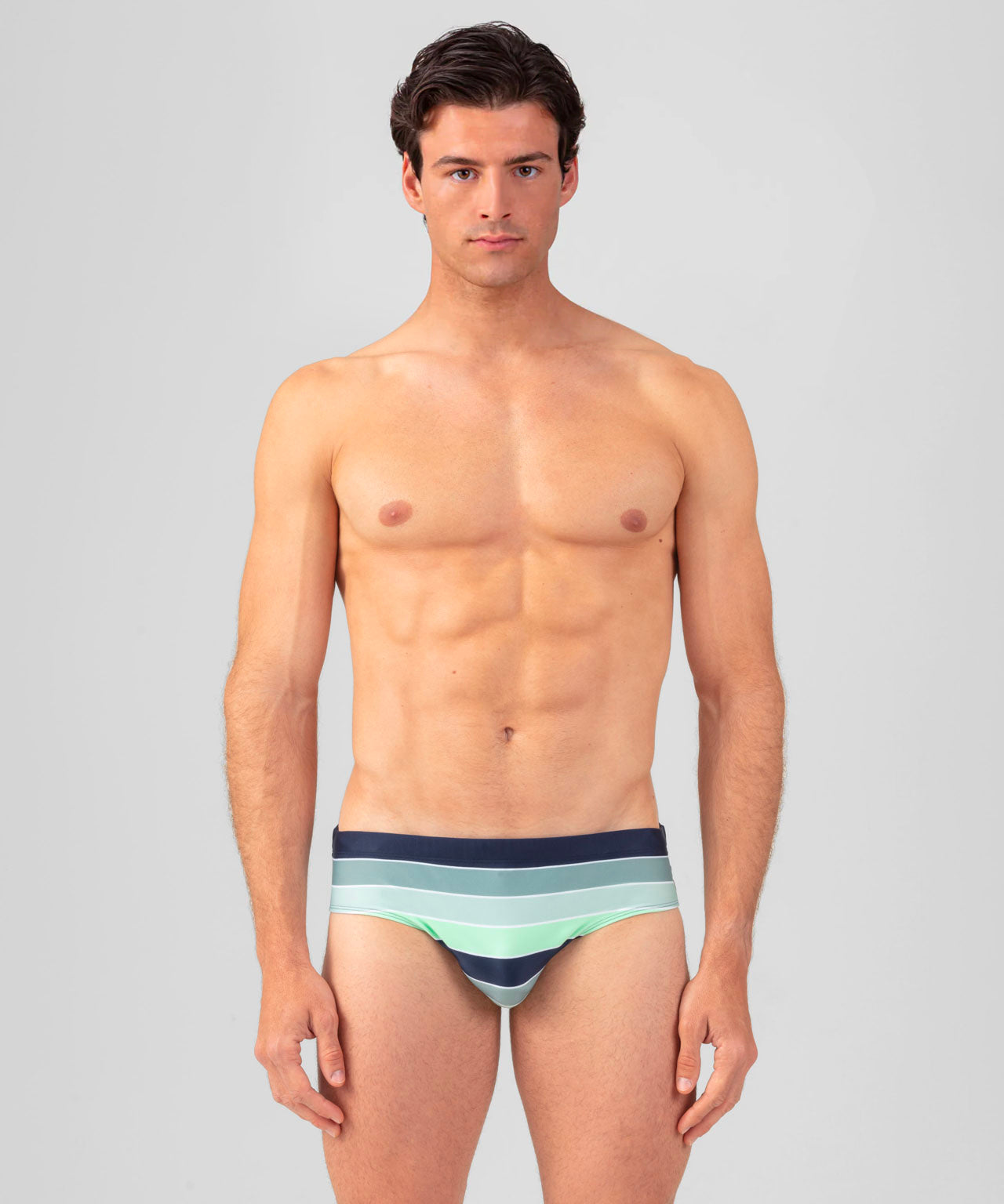 Swim Briefs w. Placed Stripes: Aquamarine