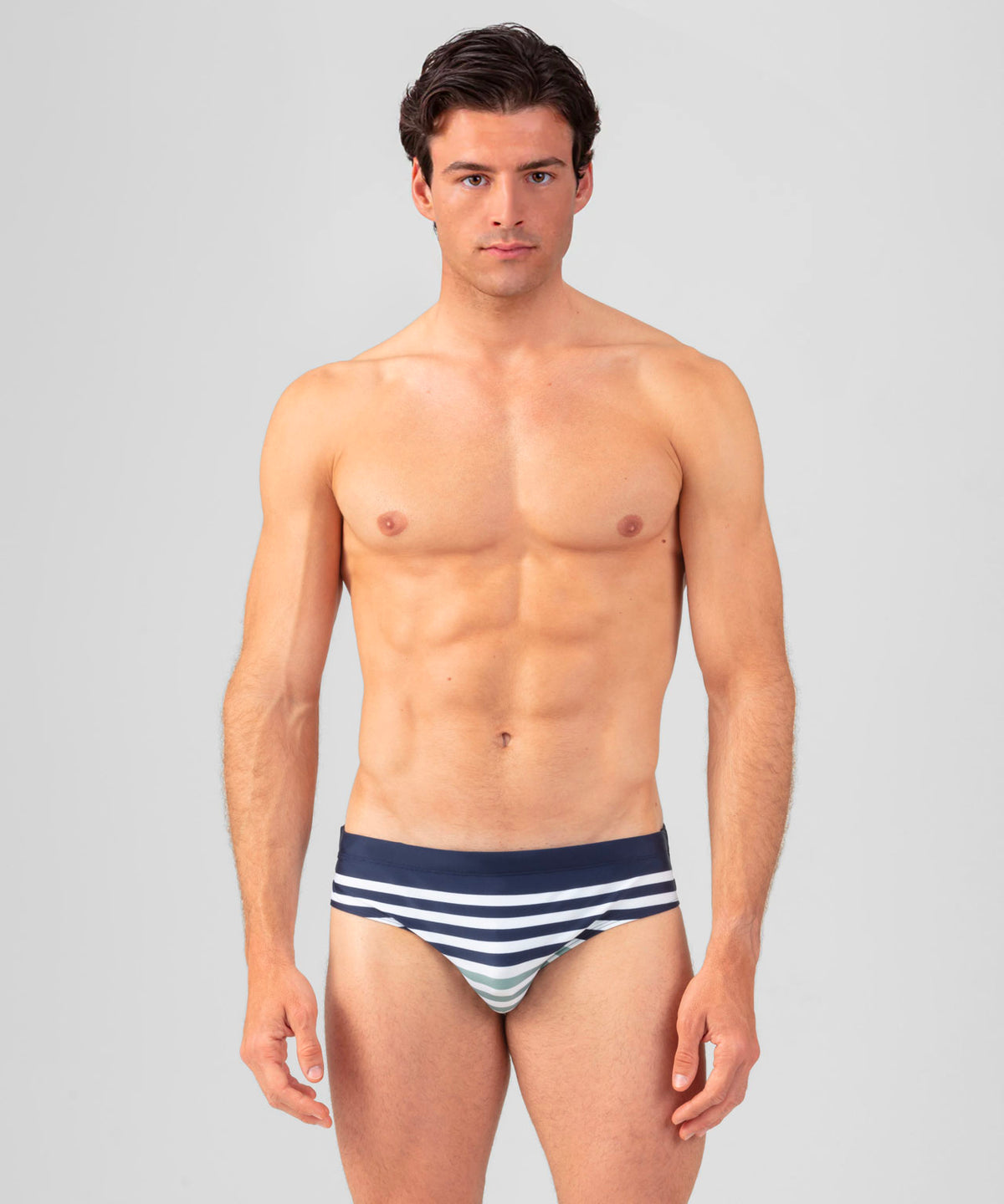 Swim Briefs w. Multico Stripes: Deep Ocean