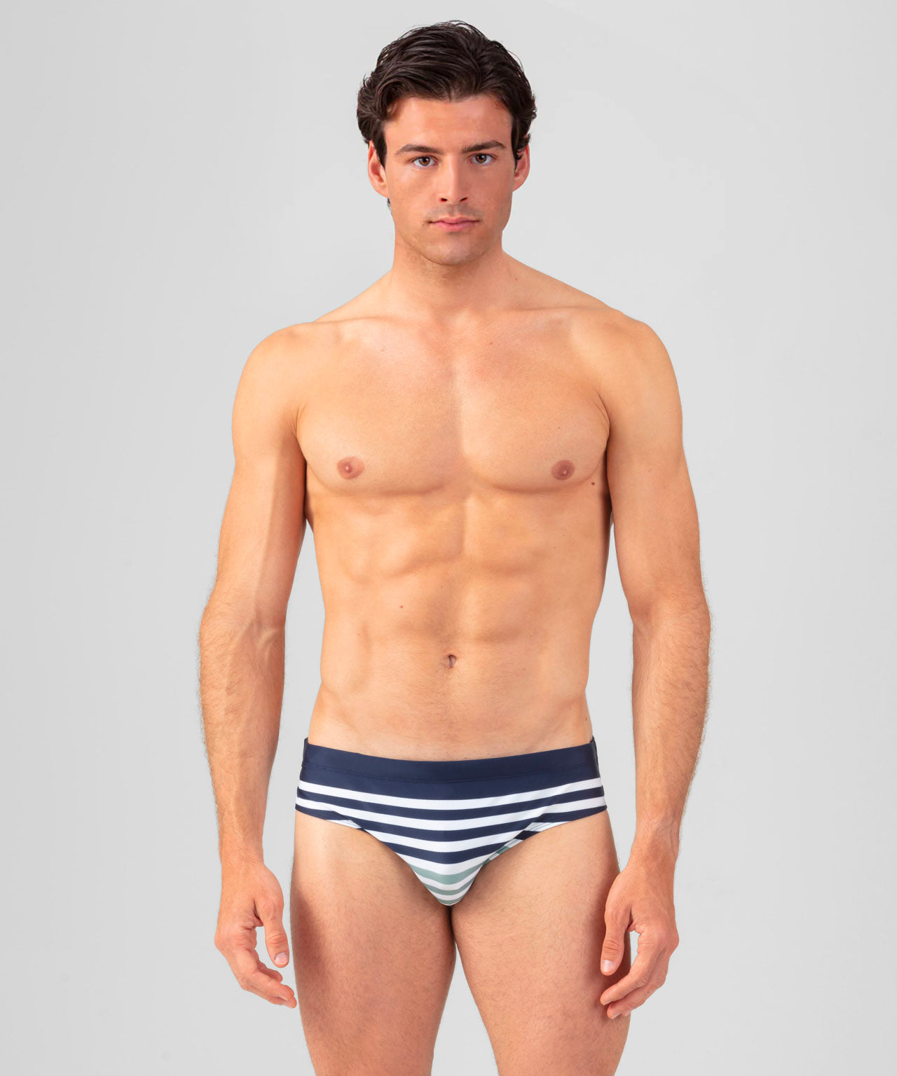 Swim Briefs w. Multico Stripes: Deep Ocean