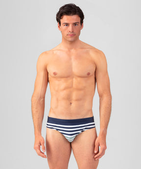 Swim Briefs w. Multico Stripes: Deep Ocean