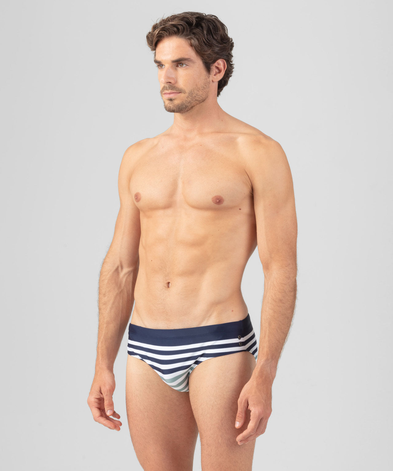 Slip de bain à rayures multicolores: Bleu océan