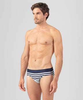 Slip de bain à rayures multicolores: Bleu océan