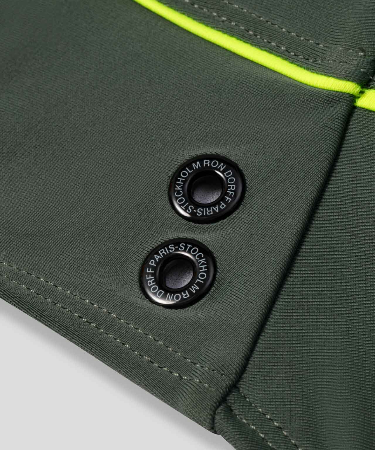 Slip de bain avec liseré fluo : Vert ombre/Jaune fluo