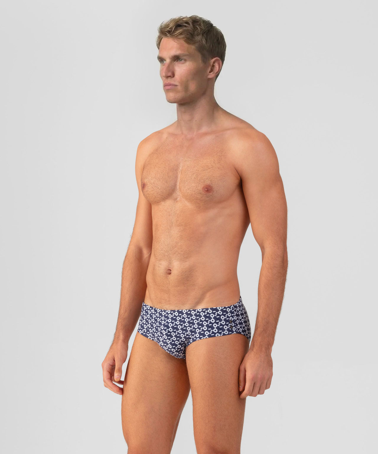 Slip de bain à motif RD: Bleu marine
