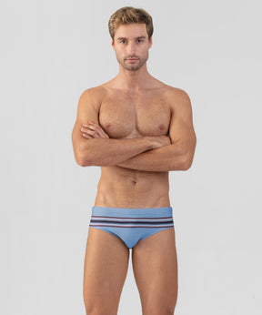 Swim Briefs w. Stripes: Faded Denim