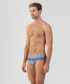 Swim Briefs w. Stripes: Faded Denim