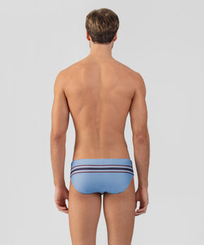 Swim Briefs w. Stripes: Faded Denim