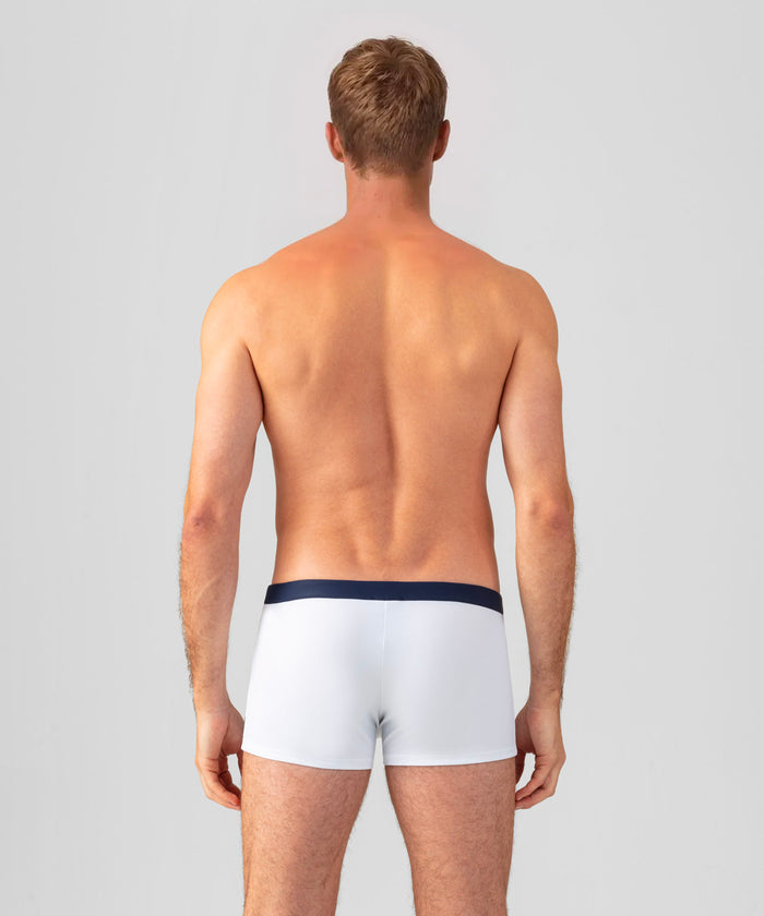 Boxer de bain à ceinture contrastée: Blanc