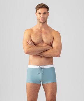 Boxer de bain à ceinture contrastée: Vert de gris