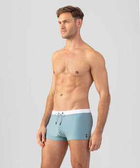 Boxer de bain à ceinture contrastée: Vert de gris