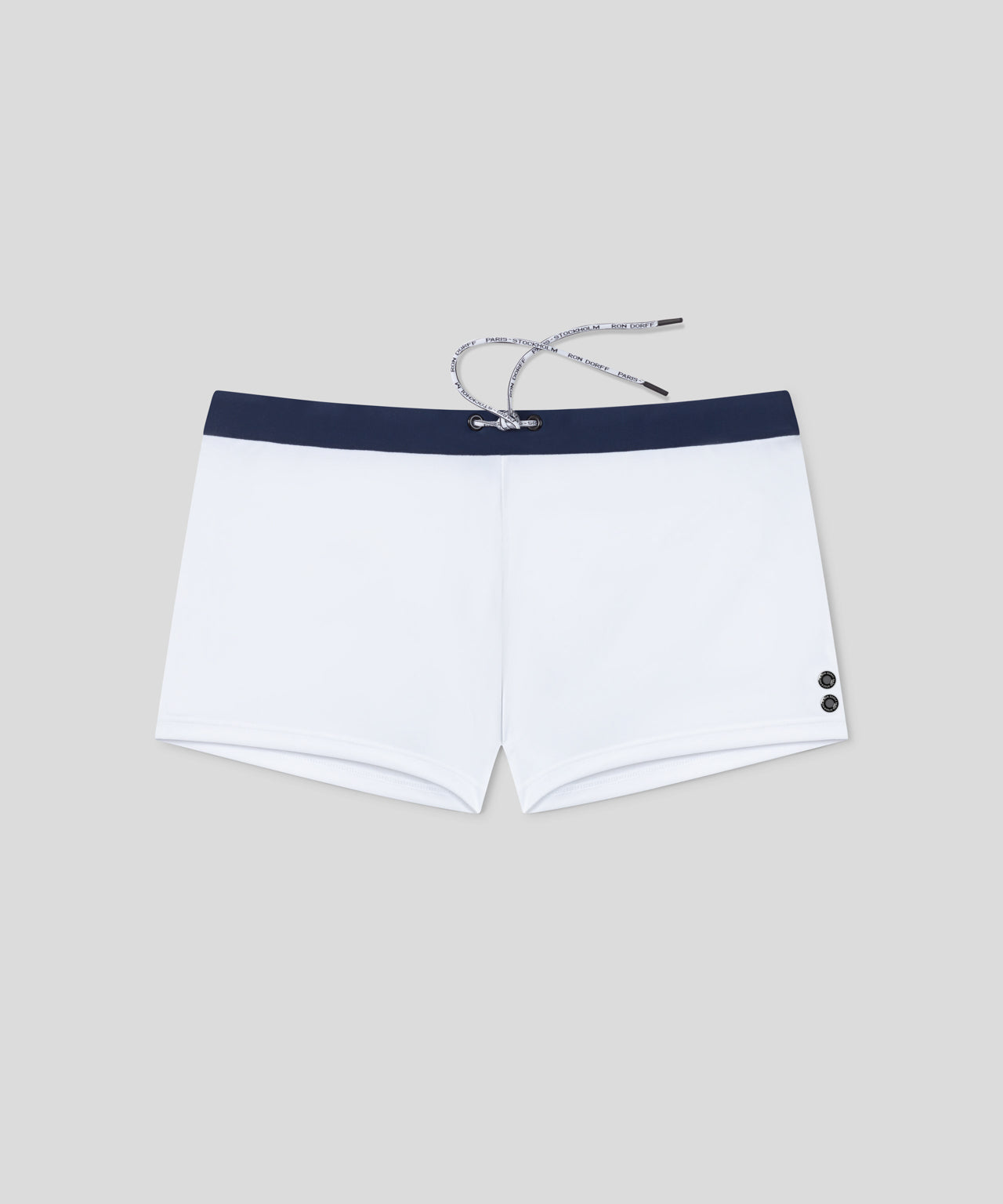 Boxer de bain à ceinture contrastée: Blanc