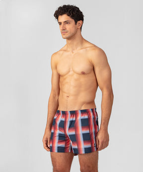 Swim Shorts w. Checks: Navy