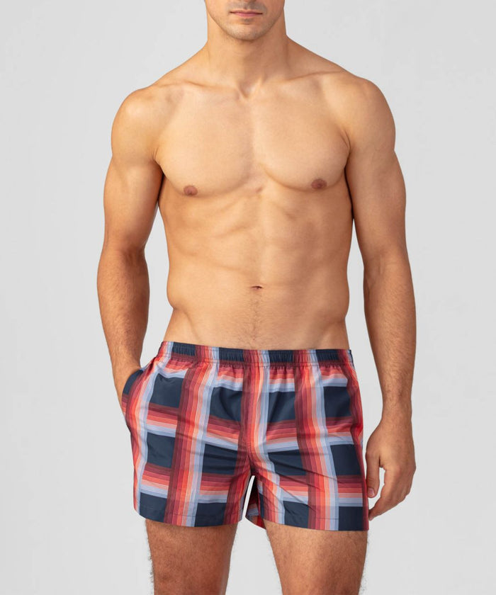 Swim Shorts w. Checks: Navy
