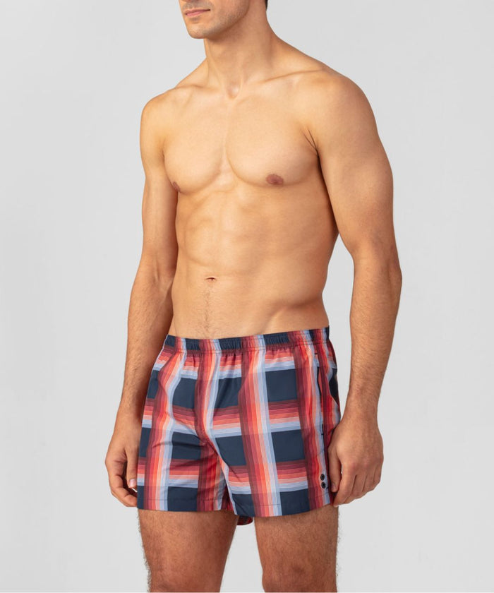 Swim Shorts w. Checks: Navy