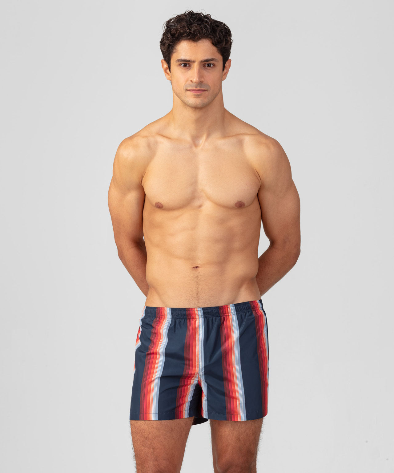 Short de bain à rayures: Bleu marine