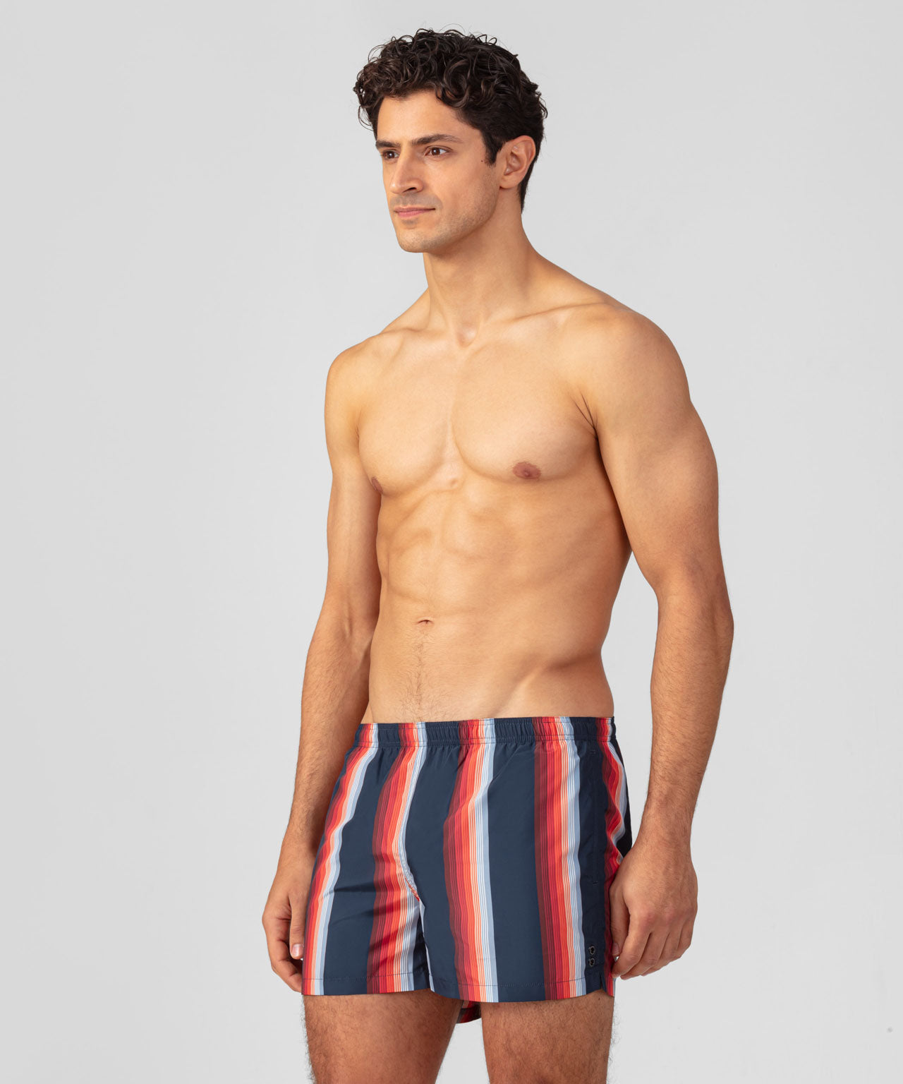 Short de bain à rayures: Bleu marine