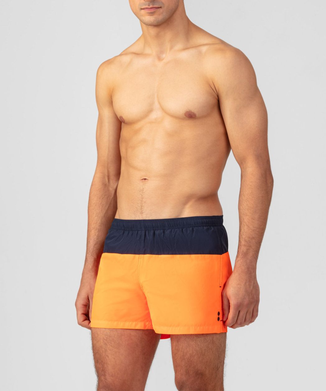Short de bain Bicolore : Bleu Marine/Orange Fluo