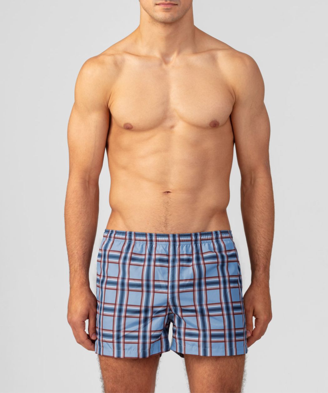 Swim Shorts w. Checkers: Faded Denim