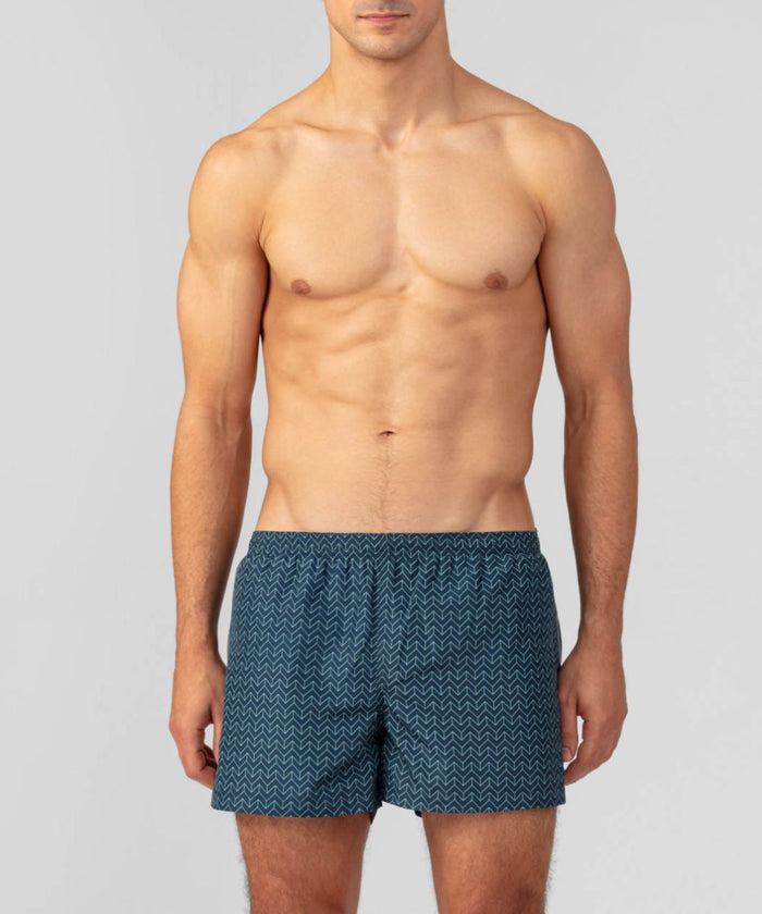 Short de bain motif Ligne Nordique : Marine