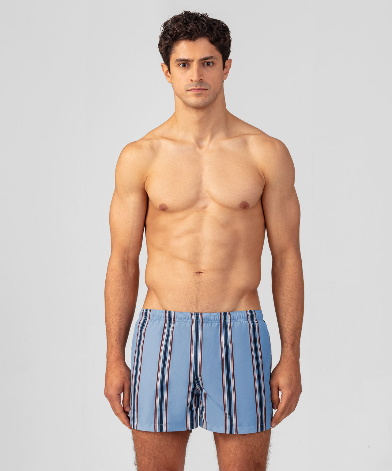 Short de bain à rayures irrégulières: Bleu denim clair