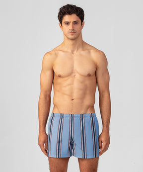 Short de bain à rayures irrégulières: Bleu denim clair