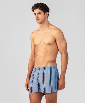 Short de bain à rayures irrégulières: Bleu denim clair