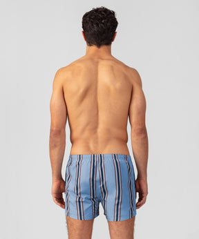 Short de bain à rayures irrégulières: Bleu denim clair