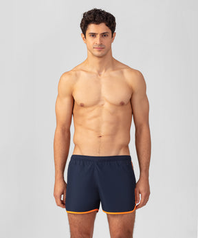 Marathon Swim Shorts: Navy/Neon Orange