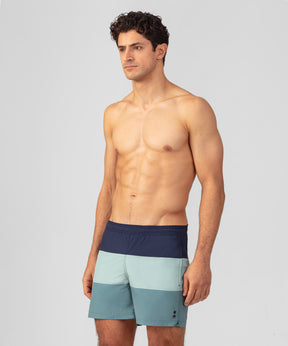 Short de bain à bandes larges: Bleu océan
