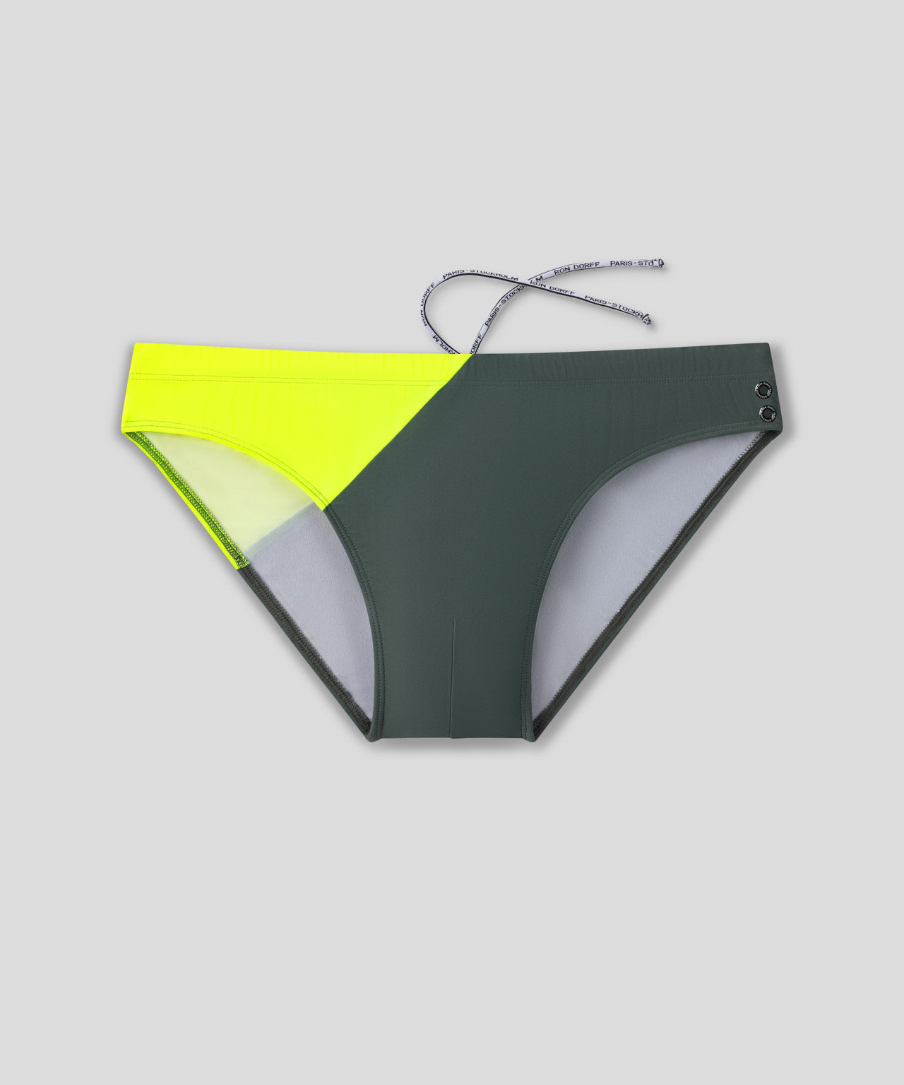 Slip de bain Slim Bicolore : Vert Ombre/Jaune Néon