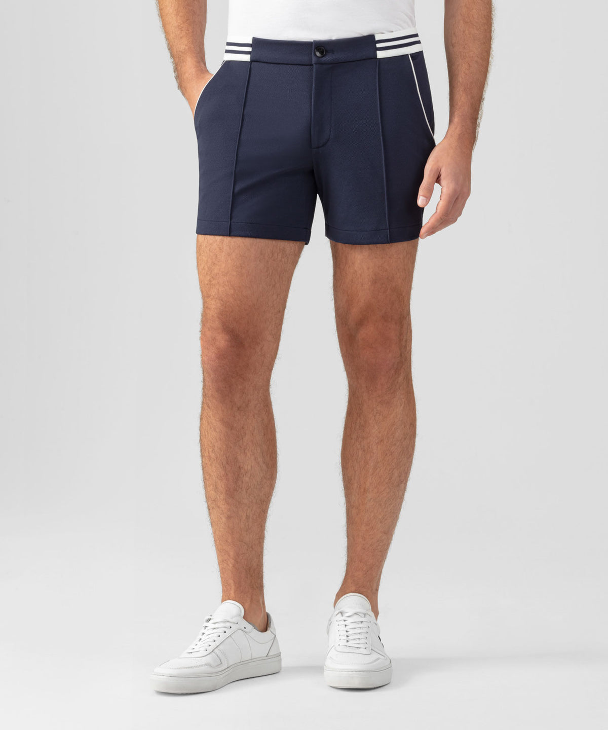 RD Tennis Shorts w. Striped Waist: Navy