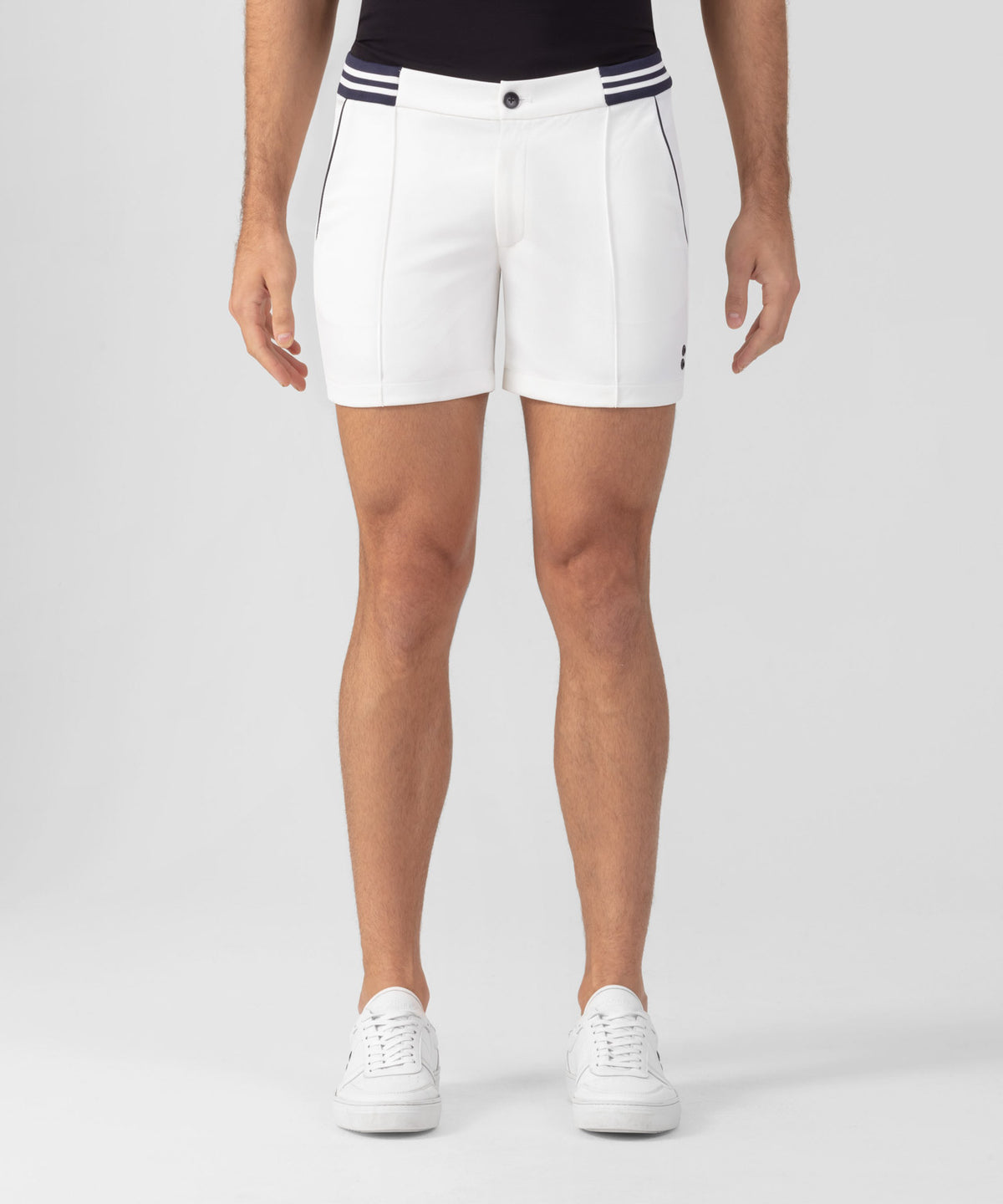 RD Tennis Shorts w. Striped Waist: Off White