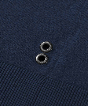 Wool Cotton Sweater w. Lines: Navy