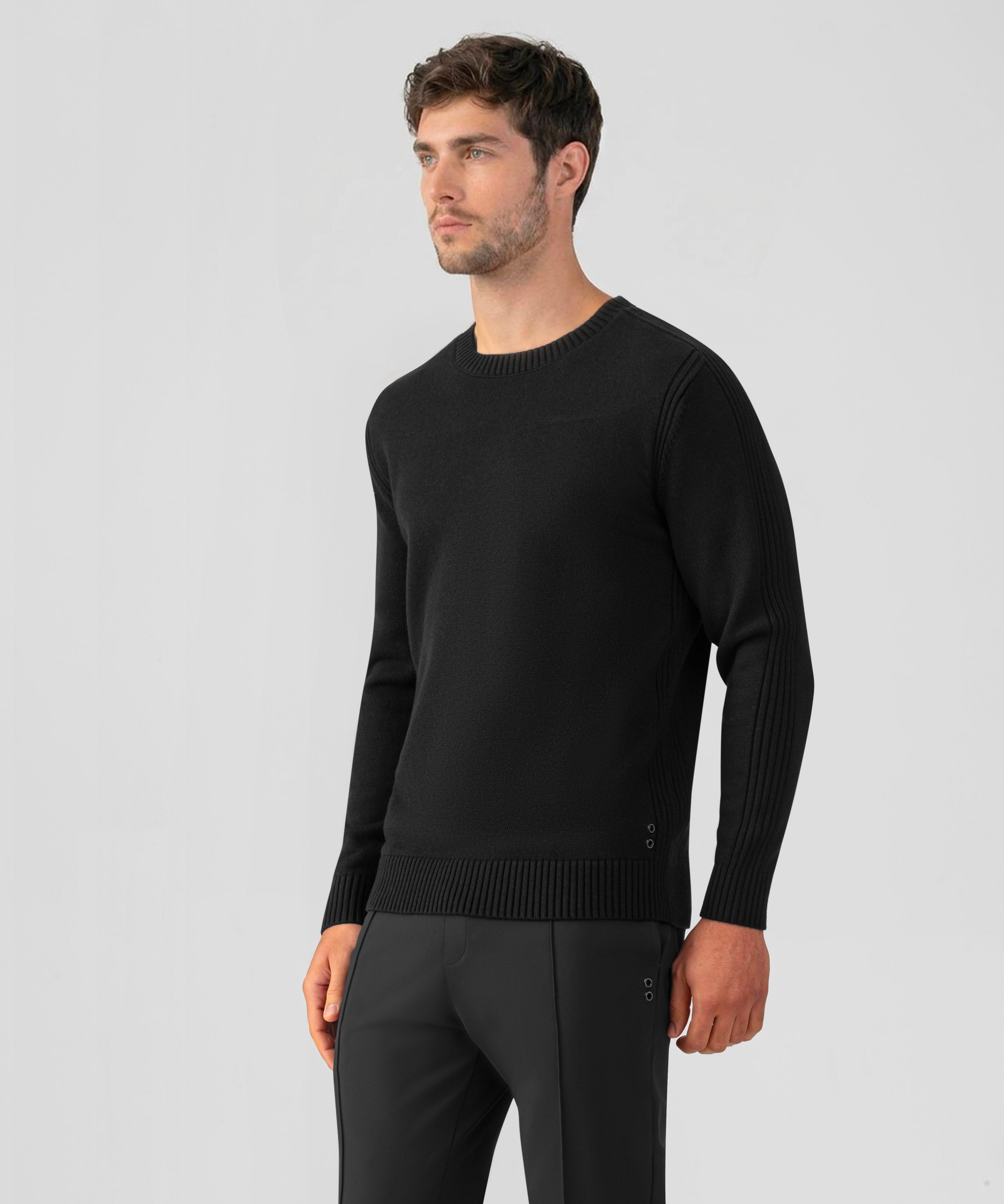 Pull en laine et coton: Noir