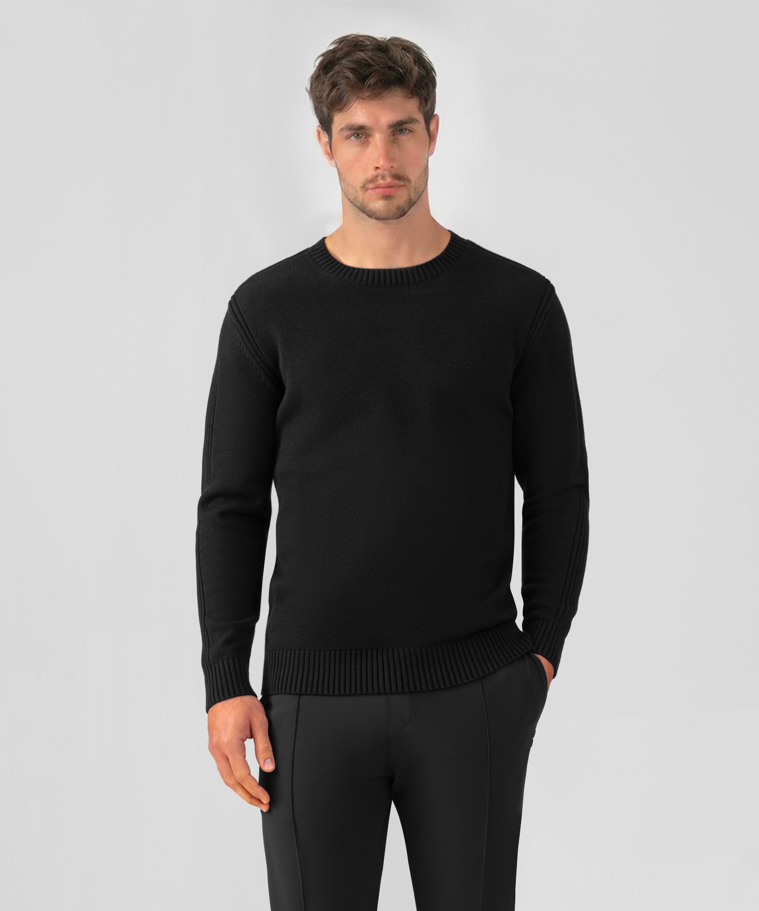 Pull en laine et coton: Noir