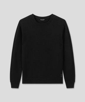 Cotton-Wool Navy Sweater w. Side Rib: Black