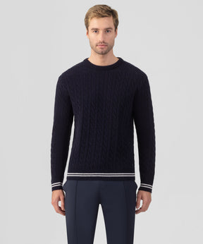 Wool Cashmere Tennis Sweater: Navy