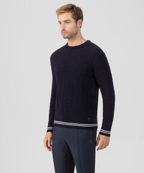 Wool Cashmere Tennis Sweater: Navy