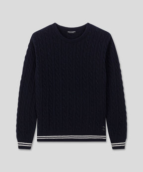 Wool Cashmere Tennis Sweater: Navy