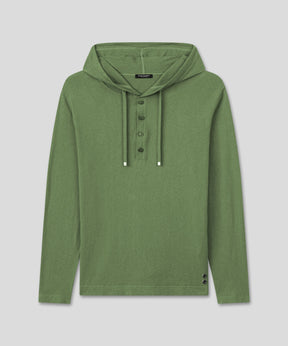 Light Cotton-Silk Hoodie Sweater: Cactus