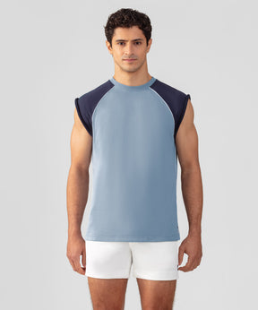 Organic Cotton Sleeveless Sweatshirt: Faded Denim