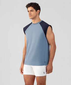 Organic Cotton Sleeveless Sweatshirt: Faded Denim