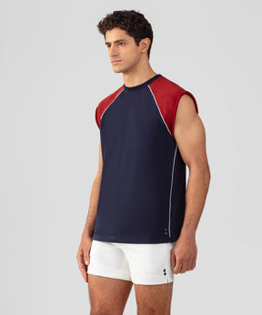 Sweatshirt sans manches en coton organique: Bleu marine