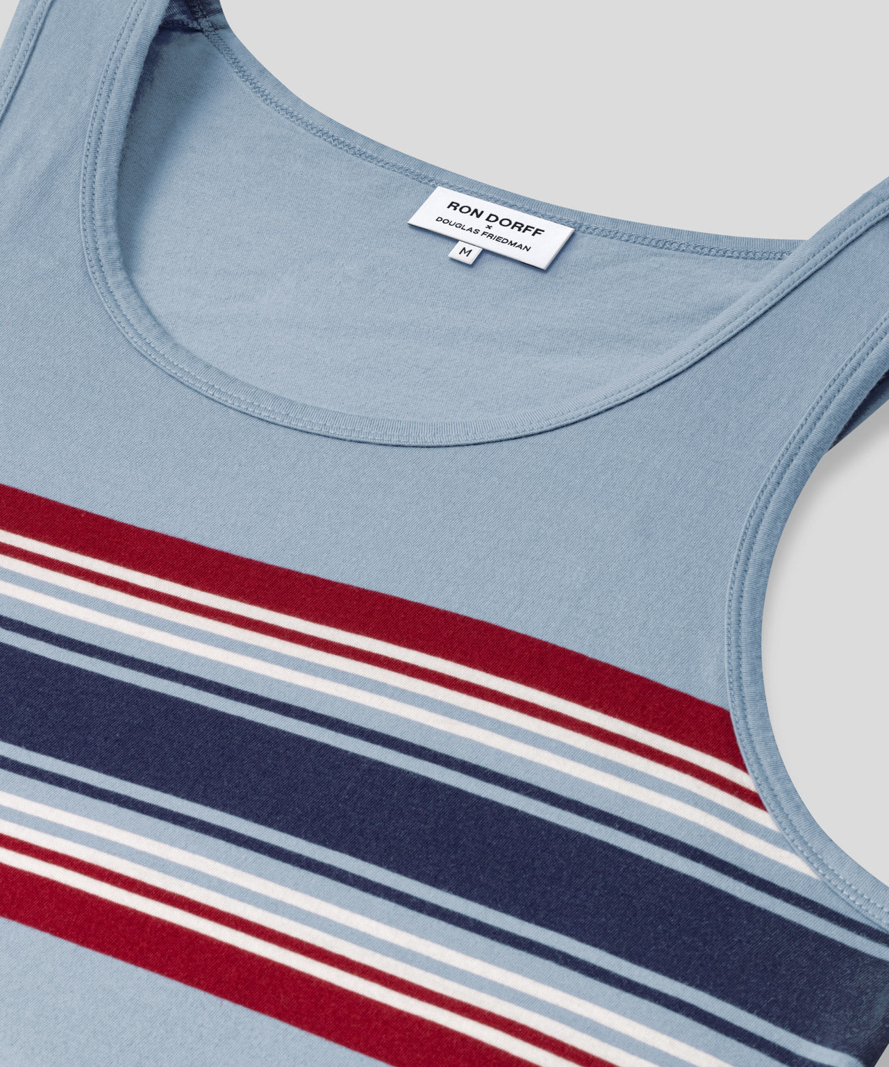 Organic Cotton Tank Top w. Chest Stripes: Faded Denim