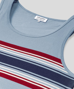 Organic Cotton Tank Top w. Chest Stripes: Faded Denim