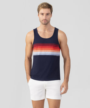 Débardeur en coton organique à rayures: Bleu marine