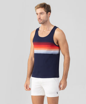 Débardeur en coton organique à rayures: Bleu marine