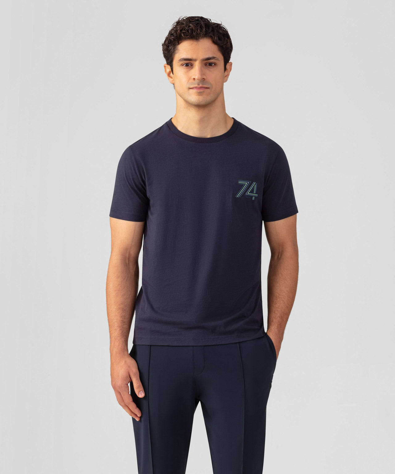 T-shirt en coton organique "74": Bleu marine