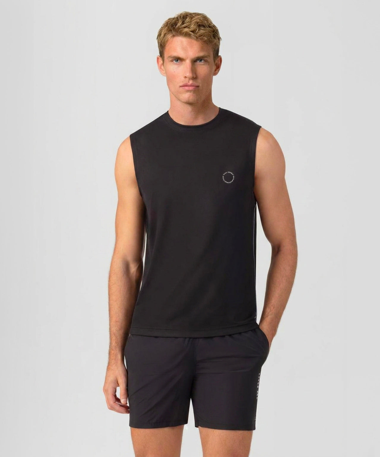 Sport-Tanktops mit reflektierender Paspel: Schwarz