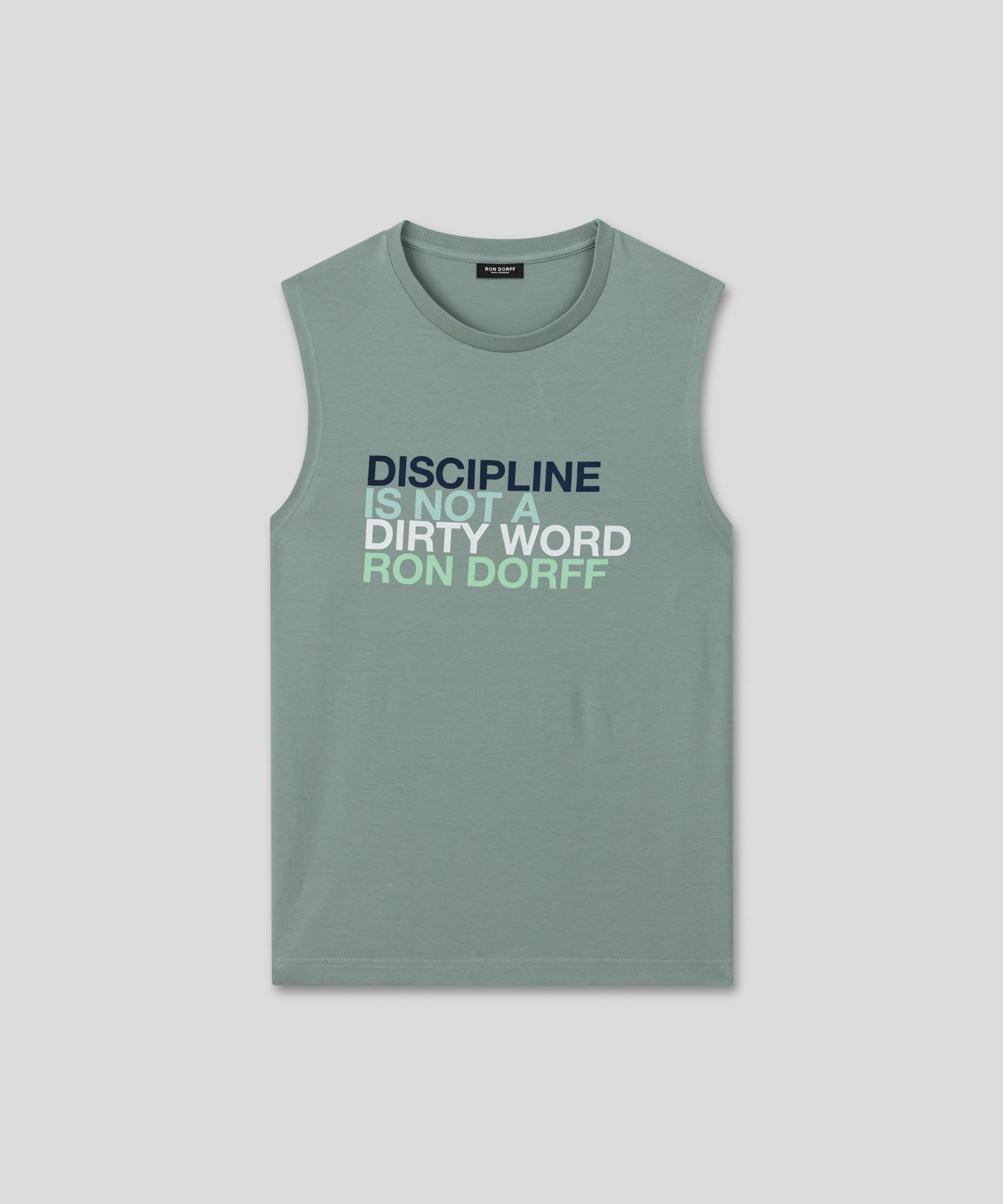 Organic Cotton Sleeveless T-Shirt "DISCIPLINE": Aquamarine